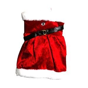 Doll Christmas Dress Red and White Plush Belt and Gemstone 10 Inches